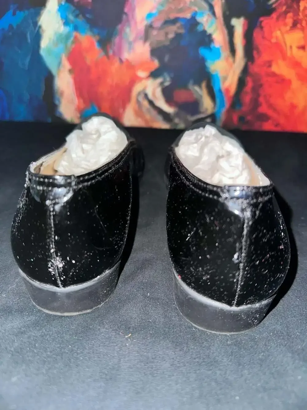 No.49 Jazz Made in Spain Black Patent Leather Slip On Loafers Flats